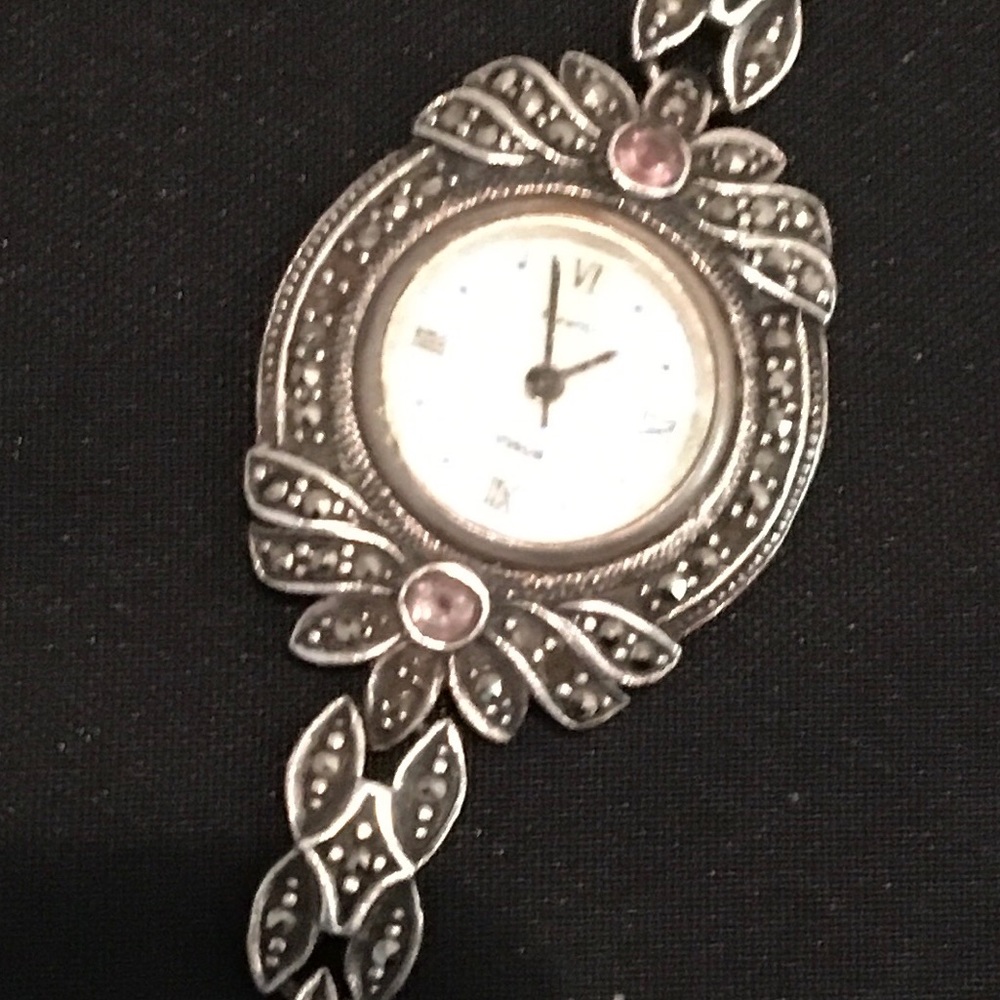 BOMA Quartz 925 Silver Watch w/ stone accents/& Working